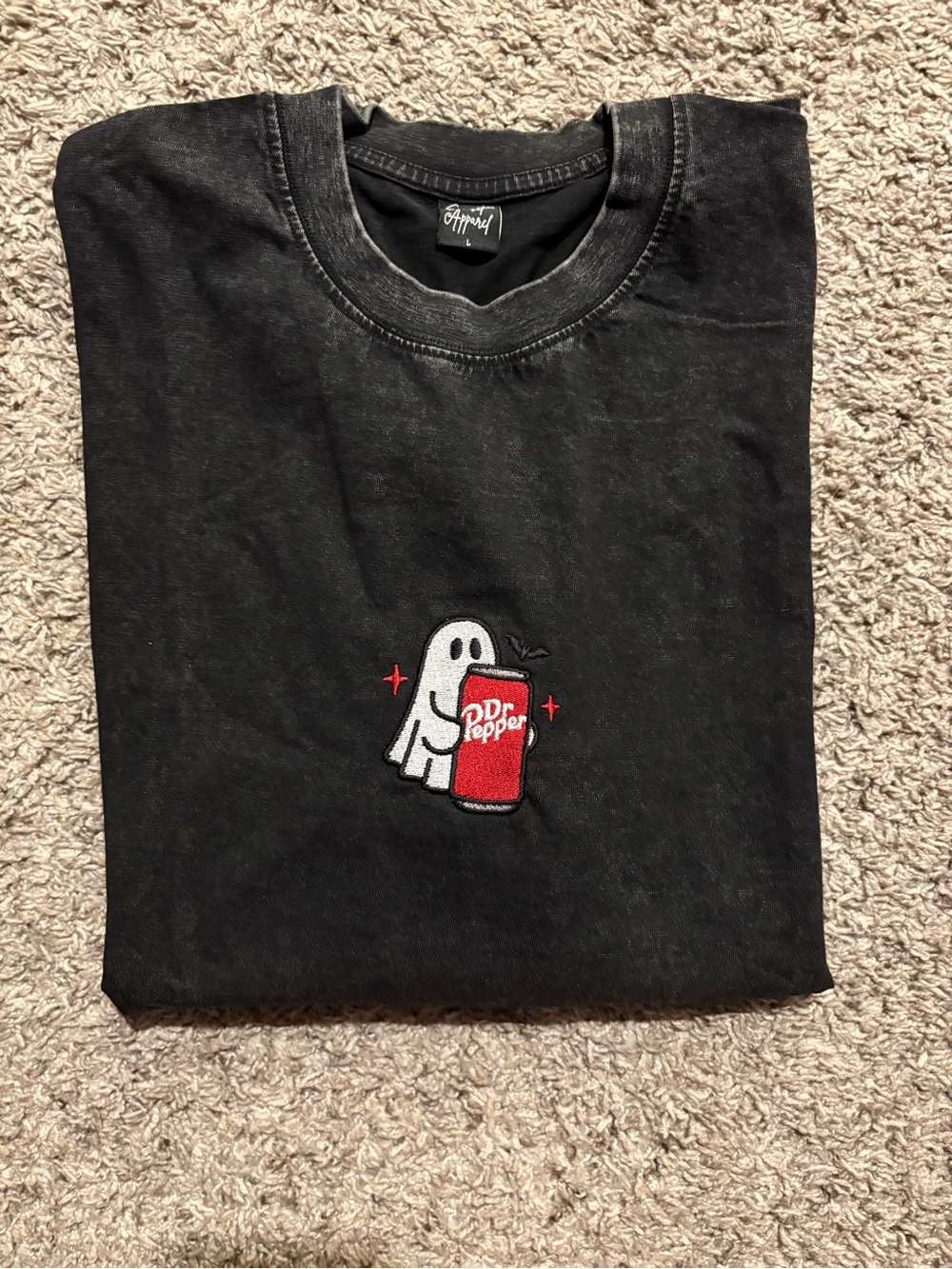 Black Short Sleeve Tee with Ghost Logo
